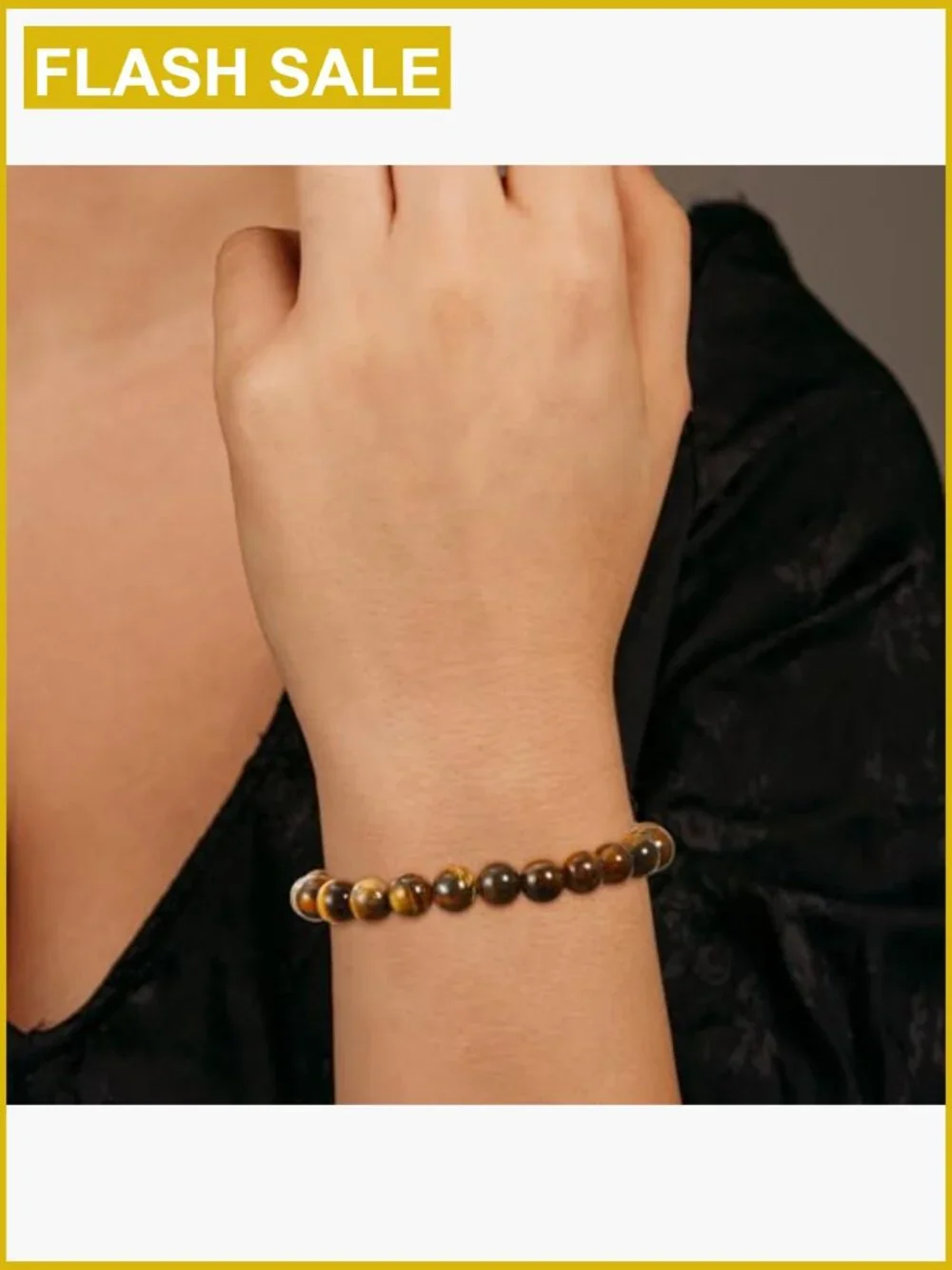 Healing Crystal Beaded Stretch Bracelet, Natural Stone Tiger Eye for Women